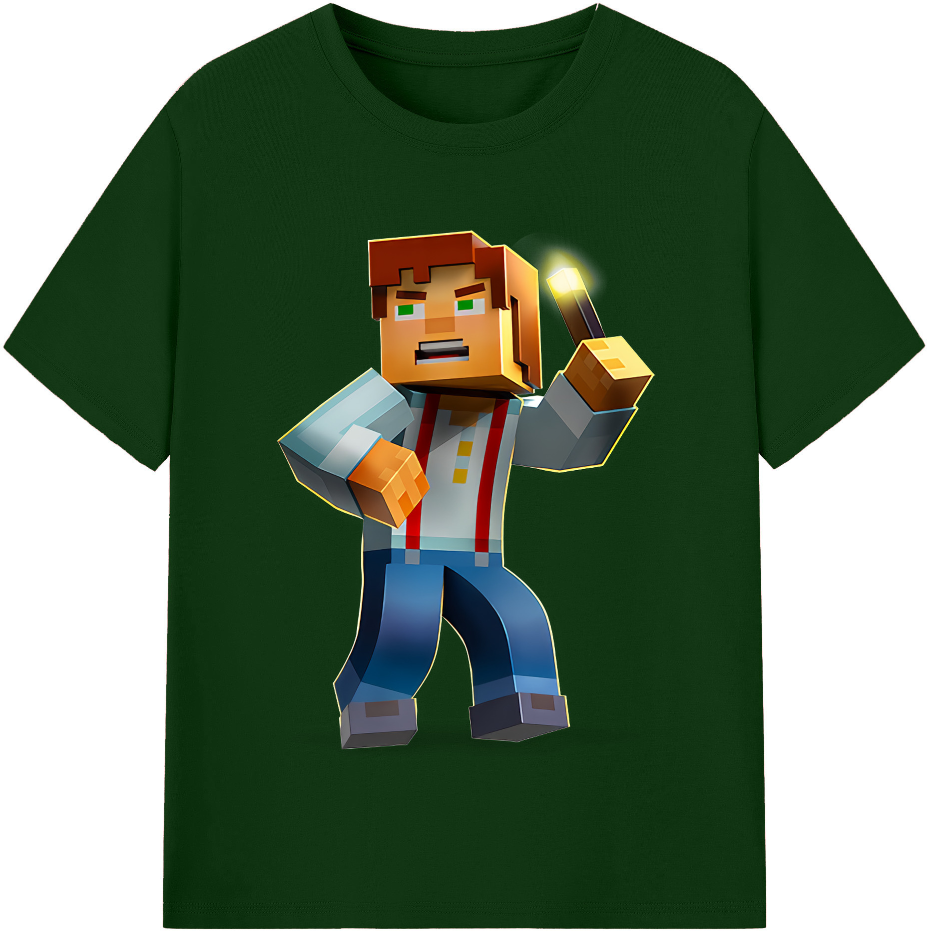 （画像用） マインクラフト ブロックの世界 Minecraft MC Block world 綿100％半袖Tシャツ（フロントプリント）